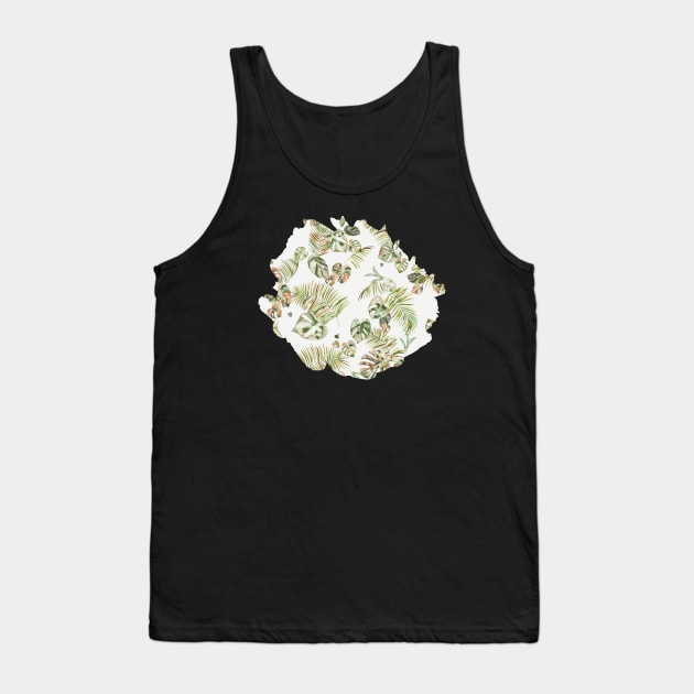 Tropical leaves Gold green Tank Top by ninoladesign